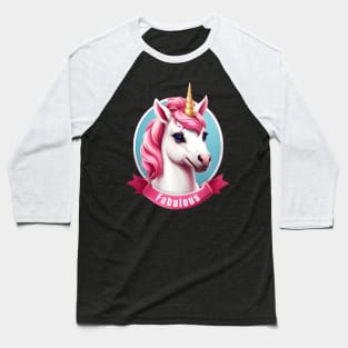 Fabulous Pinky Unicorn Baseball T-Shirt